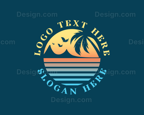 Tropical Island Ocean Logo