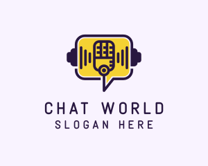 Microphone Chat Podcast logo design