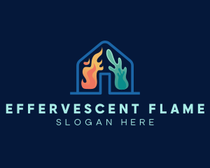 House Fire Ice Temperature logo design