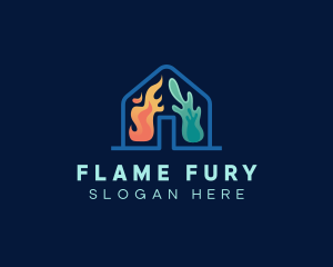 House Fire Ice Temperature logo design