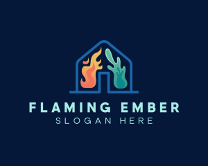 House Fire Ice Temperature logo design