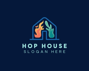 House Fire Ice Temperature logo design