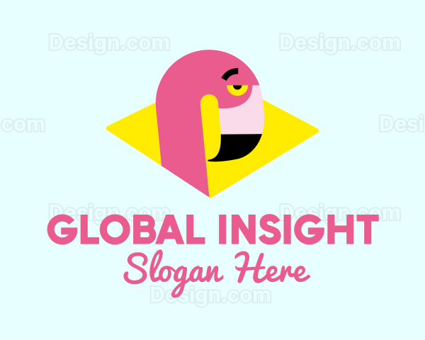 Pink Flamingo Bird Logo