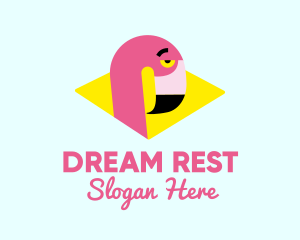 Pink Flamingo Bird logo