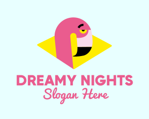 Pink Flamingo Bird logo