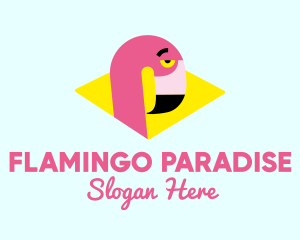 Pink Flamingo Bird logo