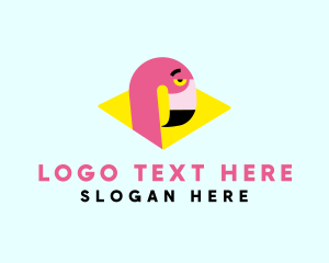 Pink Flamingo Bird logo