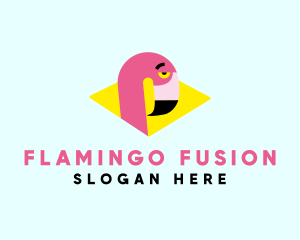 Pink Flamingo Bird logo