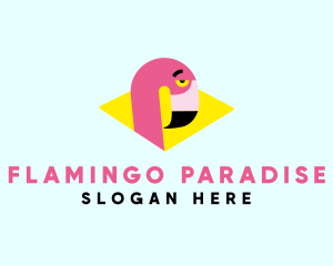 Pink Flamingo Bird logo design