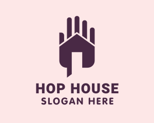 Purple House Hand logo design