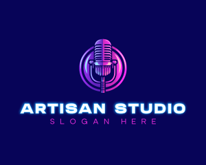 Studio Podcast Microphone logo design