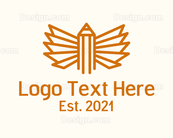 Pencil Geometric Wing Logo