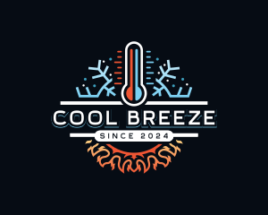 Thermometer Cooling HVAC logo design