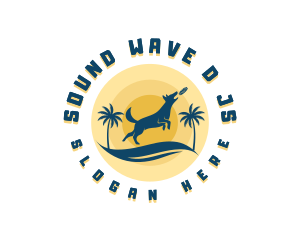 Beach Dog Frisbee logo design