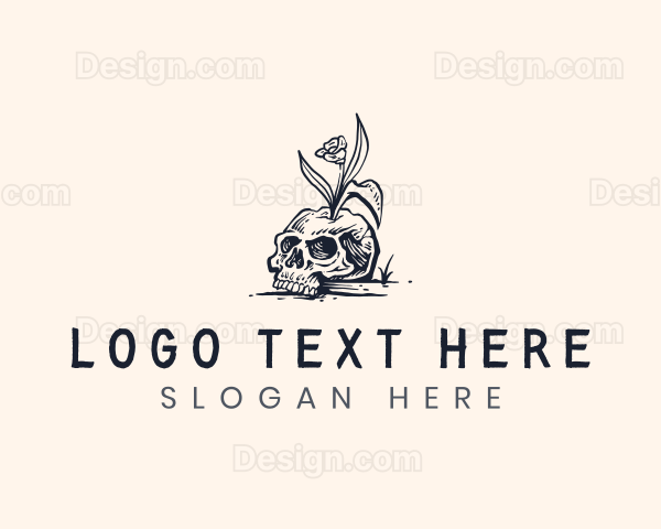 Hipster Plant Skull Logo