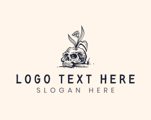 Hipster Plant Skull logo