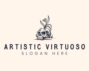 Hipster Plant Skull logo design