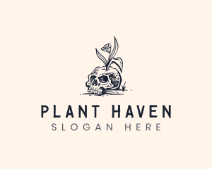 Hipster Plant Skull logo design