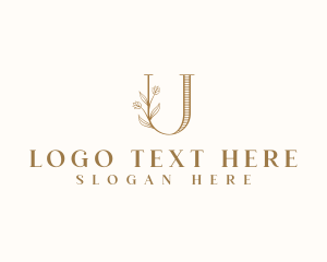 Floral Calligraphy Letter U logo