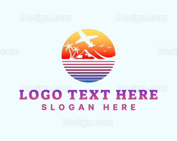 Summer Island Vacation Airplane Logo