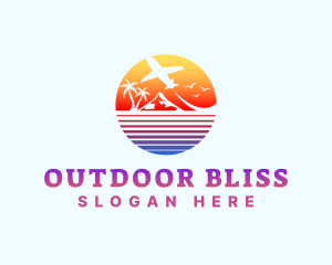 Summer Island Vacation Airplane logo design