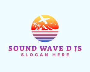 Summer Island Vacation Airplane logo design