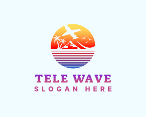 Summer Island Vacation Airplane logo design