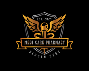 Caduceus Pharmacy Medicine logo design