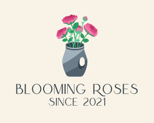 Rose Flower Vase  logo design