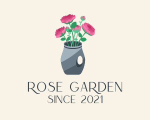 Rose Flower Vase  logo design