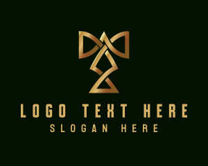 Elegant Golden Hotel Letter T logo