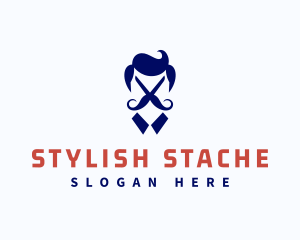 Barber Mustache Groomer logo design