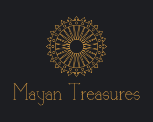 Gold Mayan Sun Shield  logo design