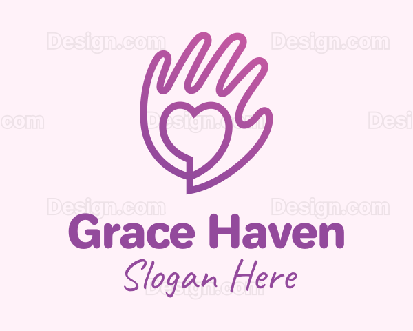 Purple Gradient Caring Hand Logo