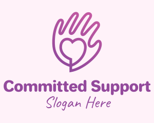 Purple Gradient Caring Hand logo design