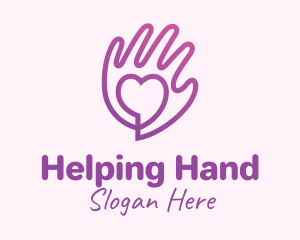 Purple Gradient Caring Hand logo design