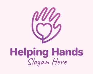 Purple Gradient Caring Hand logo design