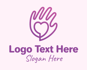 Heart - Purple Gradient Caring Hand logo design