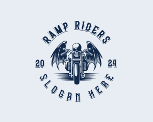 Skull Motorcycle Rider logo design