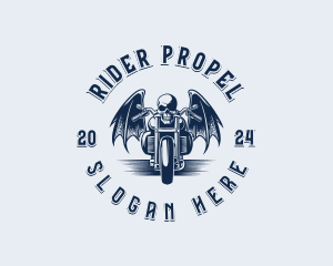 Skull Motorcycle Rider logo