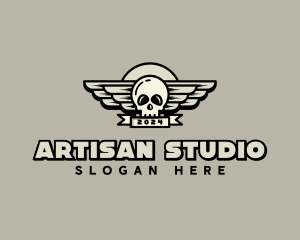 Skull Wing Biker Gang logo design