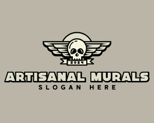 Skull Wing Biker Gang logo design