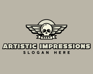 Skull Wing Biker Gang logo design