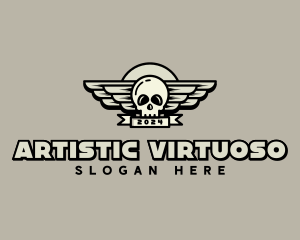 Skull Wing Biker Gang logo design