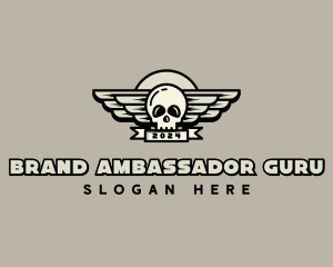 Skull Wing Biker Gang logo design