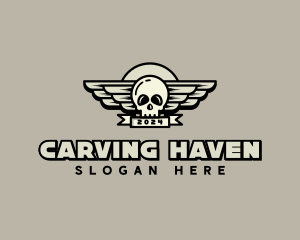 Skull Wing Biker Gang logo design