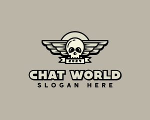 Skull Wing Biker Gang logo design