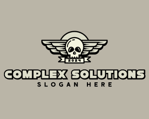 Skull Wing Biker Gang logo design