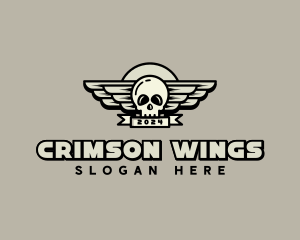 Skull Wing Biker Gang logo design