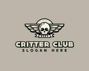 Skull Wing Biker Gang logo design